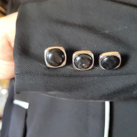 NWT Mfrannie Black White Trim Blazer Women Medium Tailored One Button Career NWT - Picture 7 of 10